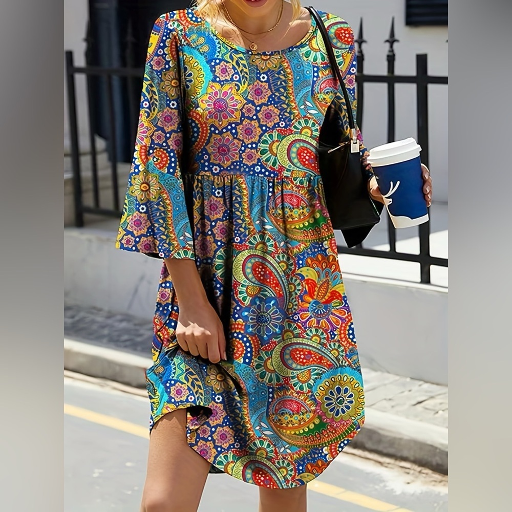 Just Fashion Now | NWOT Colorful Boho Hippie Midi Dress Size S
